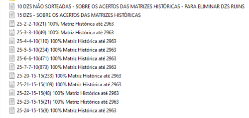 More information about "Matrizes Históricas Acertos de 15 Pontos e exclusão de dzs."