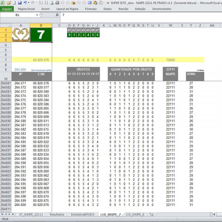 S7 013 dois NAIPE 22111 _Filtrando 7 Dígitos resulta 264.600 Combinações.JPG